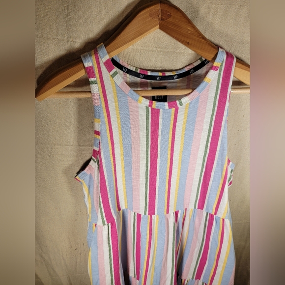Gap Women's Summer Dress Large Sleeveless Multi Stripe Print Midi Summer Dress - Picture 8 of 8